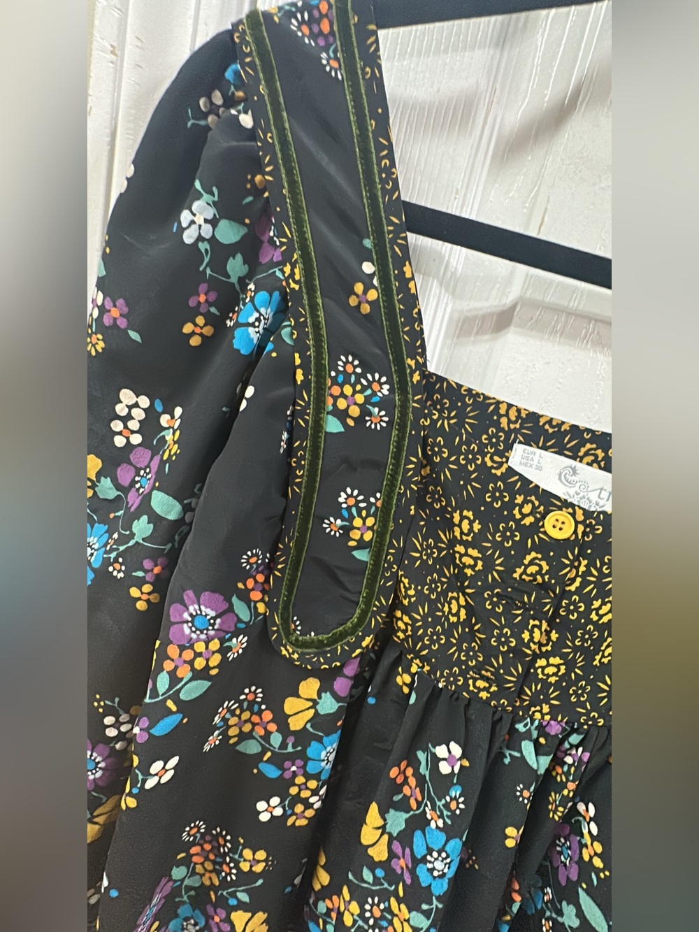 Zara/Trf Black Floral Boho Midi Dress with Bright Bouquet Print. (Mix31) - Picture 3 of 5
